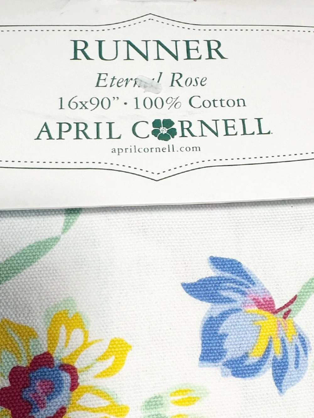 NEW April Cornell ETERNAL ROSE Table Runner 16” x 90”